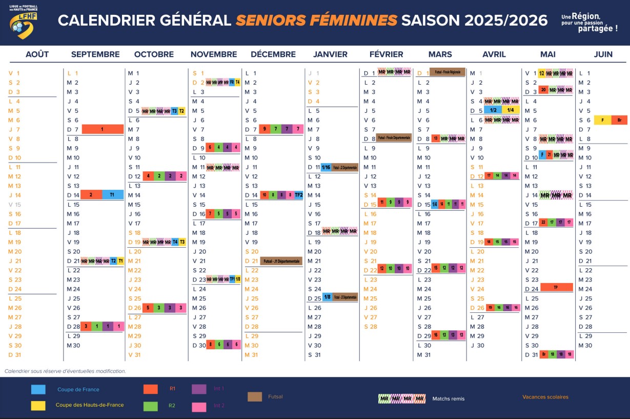 calendrier general seniors fem 25 26