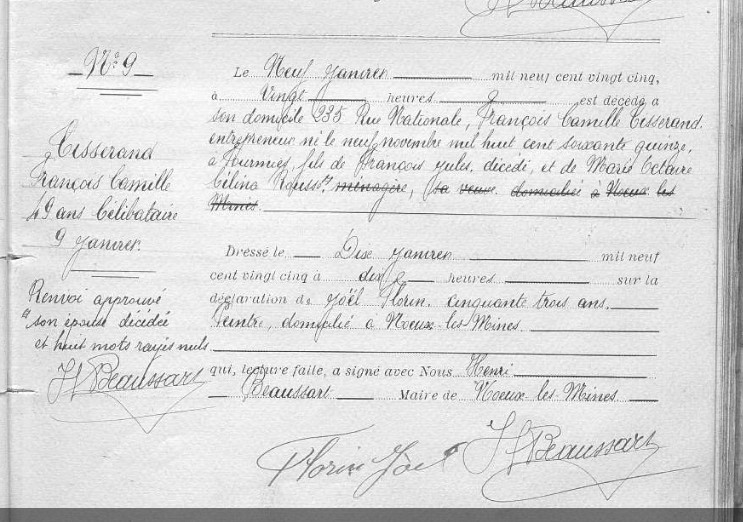 acte deces tisserand